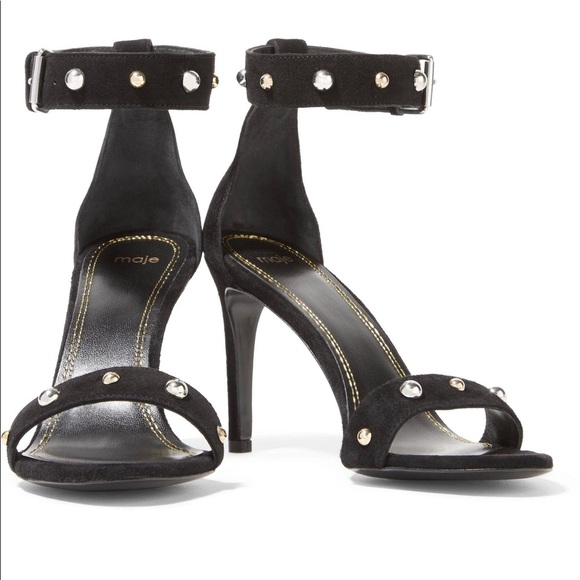 MAJE BLACK STUDDED SUEDE SANDAL - Picture 1 of 7